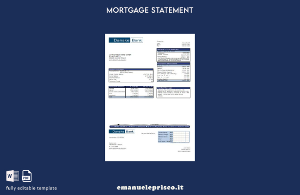 modello di estratto conto mutuo bancario Finlandia Danske stile verificato
